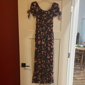 Xhilaration Black and Pink Floral Maxi Dress